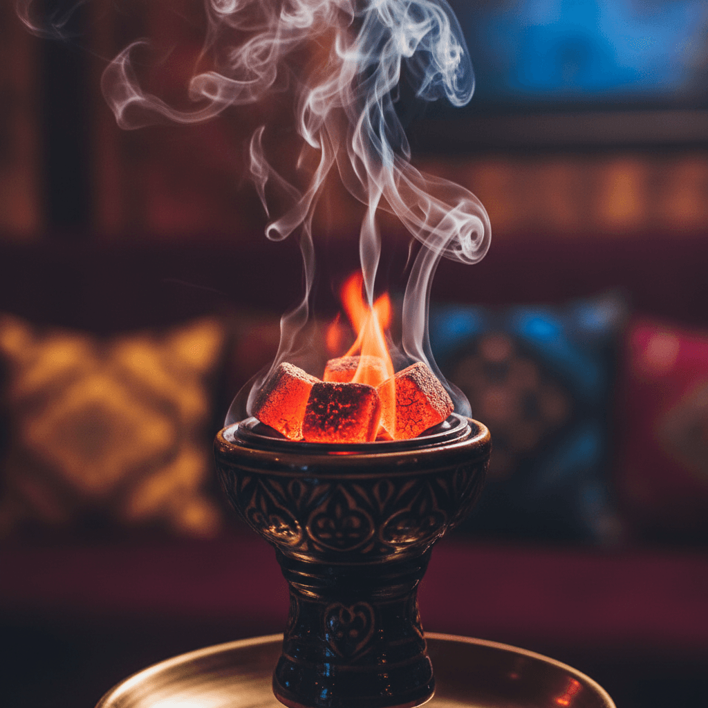 Bioak Gold Shisha Cubes burning with stable heat profile